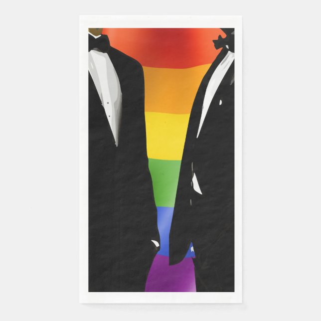 Servilleta De Papel Elegantes hombres gay modernos Boda arcoiris (Anverso)
