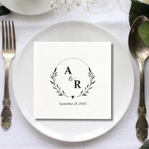 Servilleta De Papel Elegantes Iniciales Botánicas De Boda Personalizad