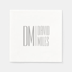 Servilleta De Papel Elegantes iniciales y logotipo de nombre gris mini