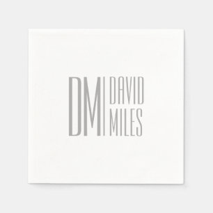 Servilleta De Papel Elegantes iniciales y logotipo de nombre gris mini