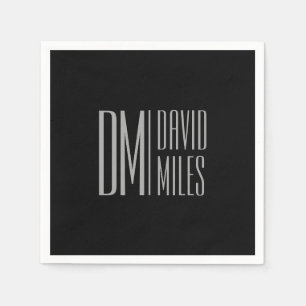 Servilleta De Papel Elegantes iniciales y logotipo de nombre gris mini