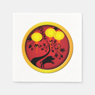 Servilleta De Papel Elegantes linternas de oro de cerdo de Año Nuevo c