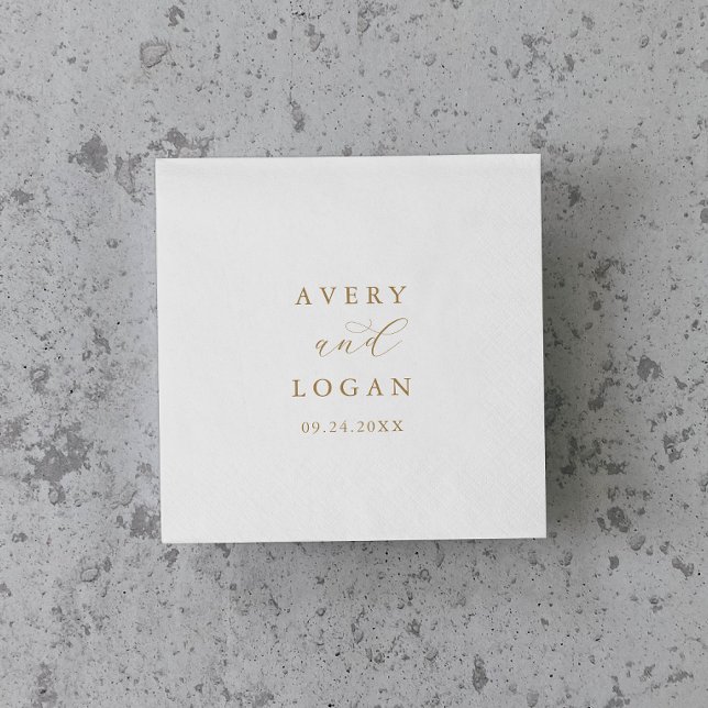 Servilleta De Papel Elegantes Napkins Boda con guión dorado (Subido por el creador)