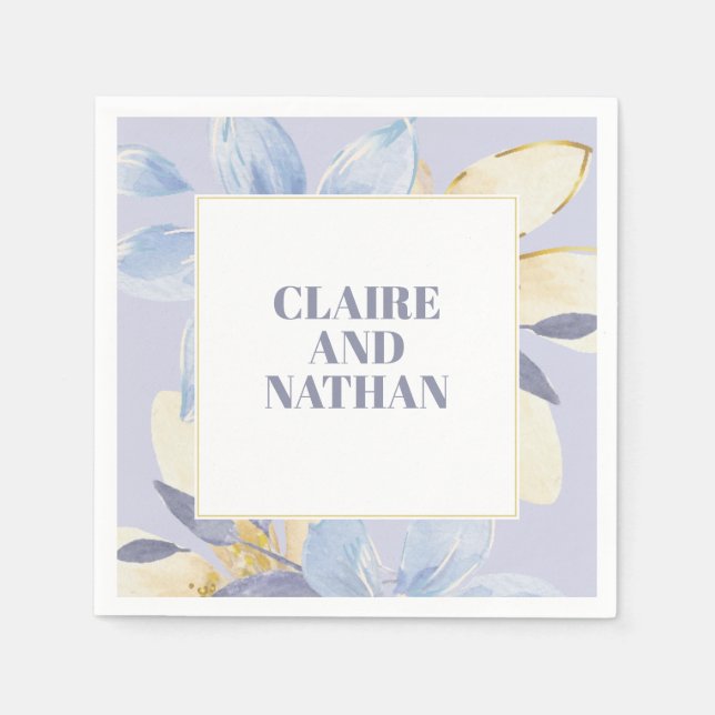 Servilleta De Papel Elegantes Napkins Boda Floral Púrpura (Anverso)