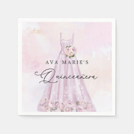 Servilleta De Papel Elegantes Napkins Fiesta Floral Purple Quinceañera