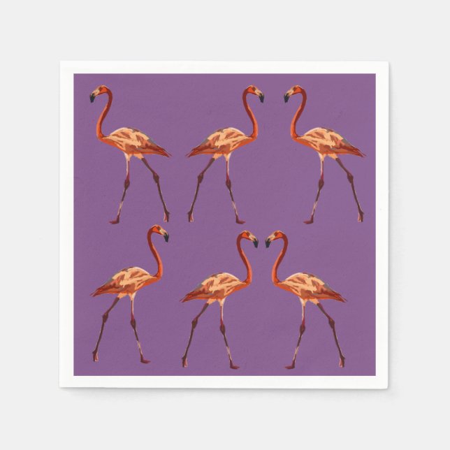 Servilleta De Papel Elegantes Napkins Púrpura Rosa Flamingo (Anverso)