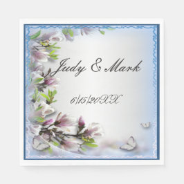 Servilleta De Papel Elegantes Nápoles De Papel Floral Y Mariposa Púrpu