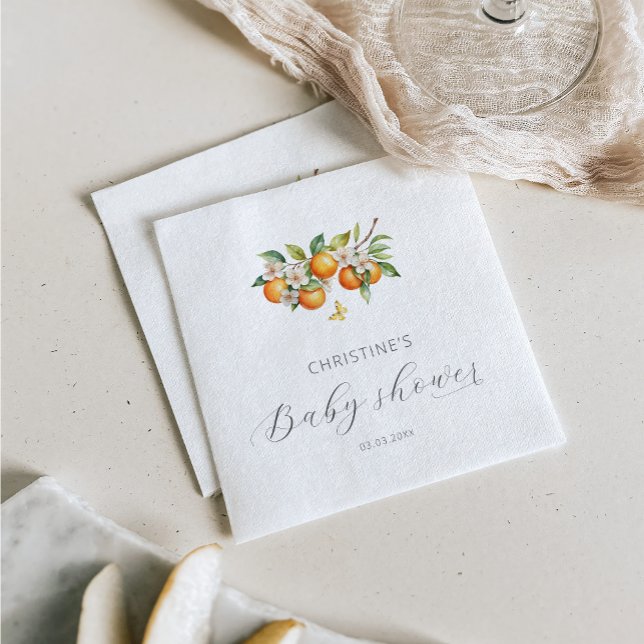 Servilleta De Papel Elegantes Naranjas de acuarela Baby Shower (Subido por el creador)