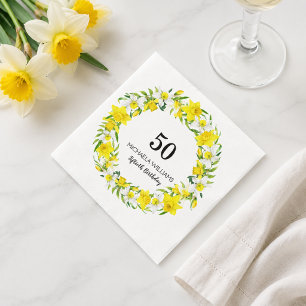 Servilleta De Papel Elegantes Narcisos Florales de Primavera Cumpleaño