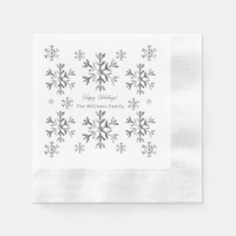 Servilleta De Papel Elegantes Navidades de copos de nieve Gris Faux Si
