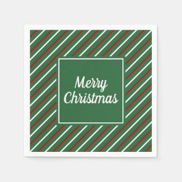 Servilleta De Papel Elegantes Navidades de rayas verdes