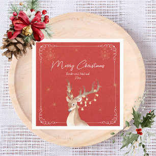 Servilleta De Papel Elegantes Navidades de renos Fiesta Red Gold