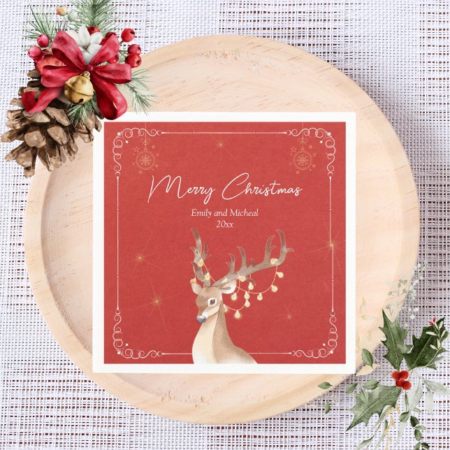 Servilleta De Papel Elegantes Navidades de renos Fiesta Red Gold (Subido por el creador)