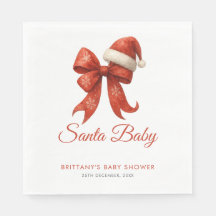 Elegantes Navidades de Santa Baby Shower Red Bow