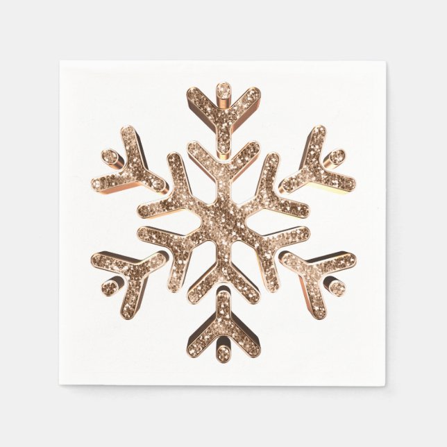 Servilleta De Papel Elegantes Navidades Faux Gold Diamonds Snowflake (Anverso)