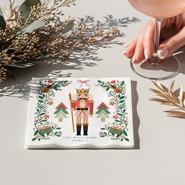 Servilleta De Papel Elegantes Navidades florales Ballet Nudista Musica (Elegant Floral Christmas Nutcracker Ballet Musical Napkins)