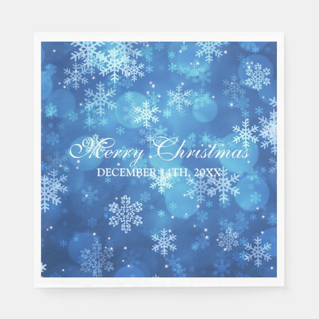 Servilleta De Papel Elegantes Navidades Holiday Sparkle Blue (Anverso)