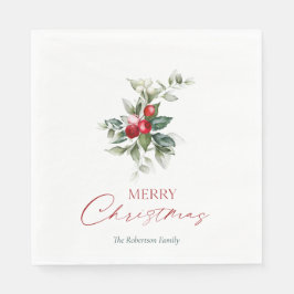 Servilleta De Papel Elegantes Navidades Holly Napkin