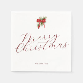 Servilleta De Papel Elegantes Navidades minimalistas Foliage rojo y ve