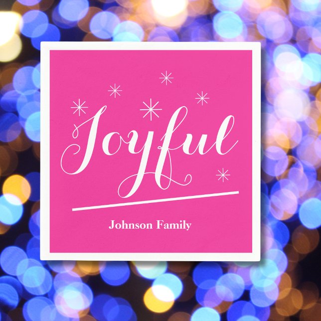Servilleta De Papel Elegantes Navidades Personalizado Nombre de famili (Spice up the party with these Joyful hot ping paper napkins.)
