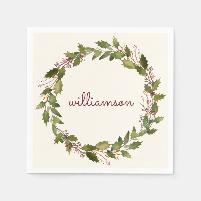 Servilleta De Papel Elegantes Navidades Personalizados escribieron Vin (Anverso)