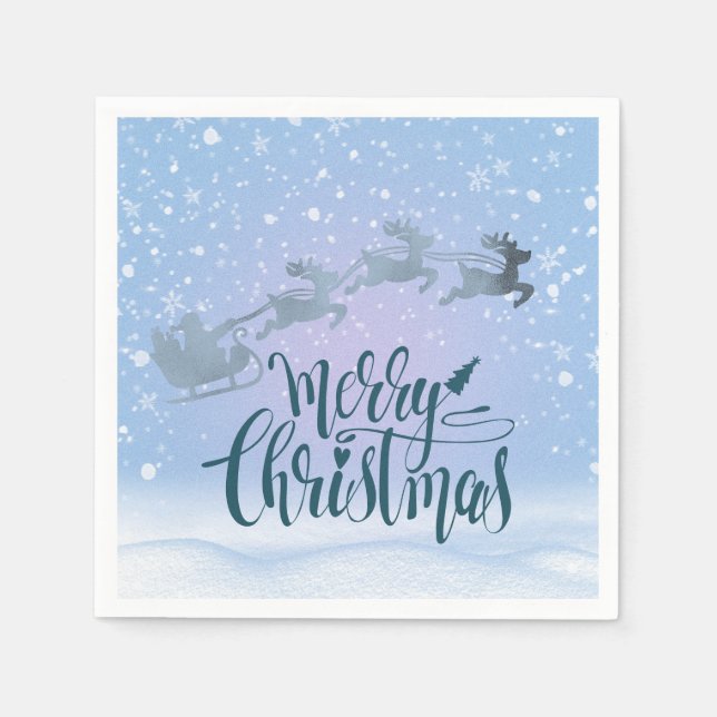 Servilleta De Papel Elegantes Navidades plateados (Anverso)