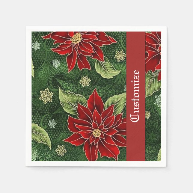 Servilleta De Papel Elegantes Navidades Poinsettia Napkins (Anverso)