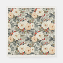 Elegantes Navidades Rosas Blancas y Berry Invierno