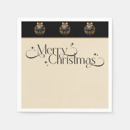 Servilleta De Papel Elegantes Navidades Vintage en negro y oro
