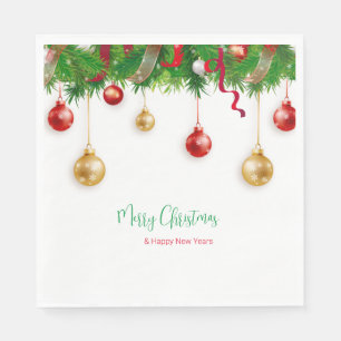 Servilleta De Papel Elegantes Navidades Wreath Boarder con adornos