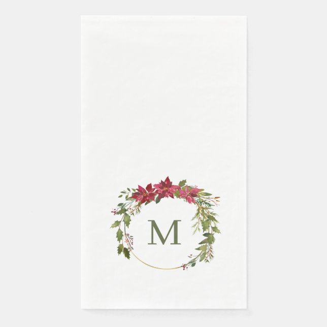 Servilleta De Papel Elegantes Navidades Wreath Monograma (Anverso)