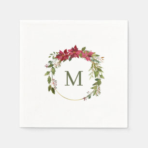 Servilleta De Papel Elegantes Navidades Wreath Monograma