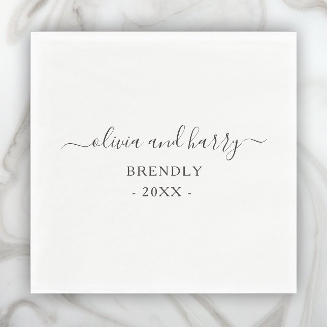 Servilleta De Papel Elegantes nombres Boda Papel (Personalize with Your Custom Names in Stylish Elegant Script.)