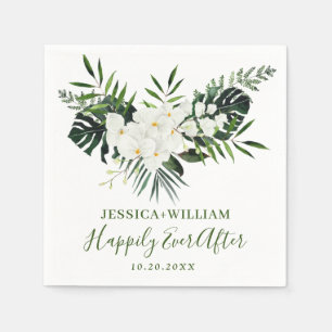 Servilleta De Papel Elegantes orquídeas blancas DUCHA BRIDAL bohemia