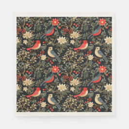 Servilleta De Papel Elegantes pájaros festivos y Navidades florales ro