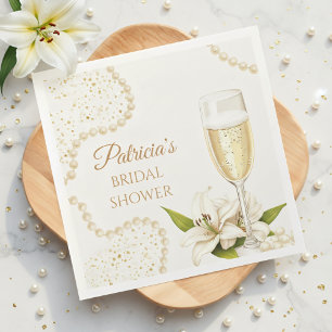Servilleta De Papel Elegantes Perlas y Prosecco Desayuno Nupcial