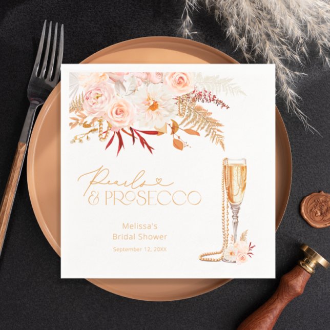 Servilleta De Papel Elegantes Perlas y Prosecco Ducha Bridal (Subido por el creador)