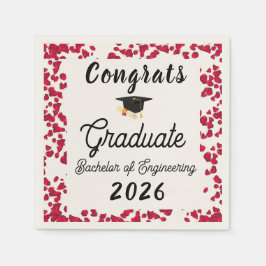 Servilleta De Papel Elegantes Pétalos Florales Burgundy Graduación 202