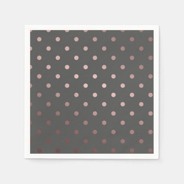 Servilleta De Papel elegantes puntos de polka gris rosa dorado (Anverso)