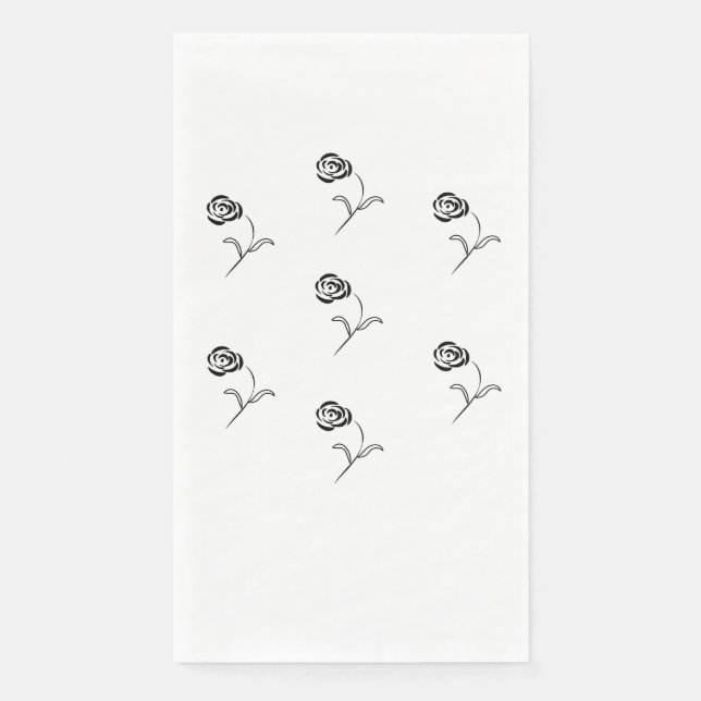 Servilleta De Papel elegantes rosas blancas y negras (Anverso)