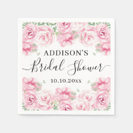 Servilleta De Papel Elegantes Rosas de acuarela ducha de novia