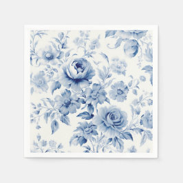 Servilleta De Papel Elegantes rosas de acuarela en azul pastel