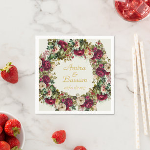 Servilleta De Papel Elegantes Rosas florales Boda islámico