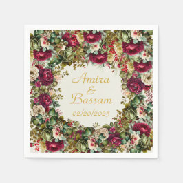 Servilleta De Papel Elegantes Rosas florales Boda islámico