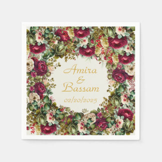 Servilleta De Papel Elegantes Rosas florales Boda islámico
