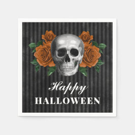 Servilleta De Papel Elegantes Rosas góticos y cráneo Feliz Halloween