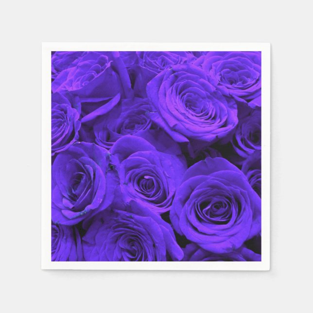 Servilleta De Papel Elegantes rosas morados perwinkle azul violeta (Anverso)