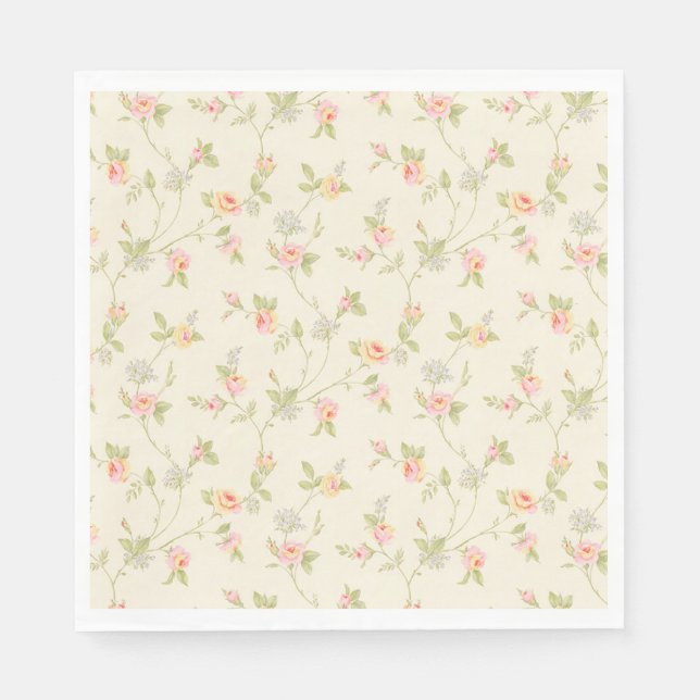 Servilleta De Papel Elegantes Rosas pequeños (Anverso)
