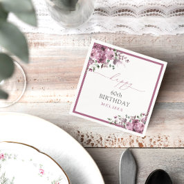 Servilleta De Papel Elegantes Rosas púrpuras 60 cumpleaños