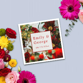 Servilleta De Papel Elegantes rosas rojas florecen flores Boda floral